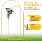 Metal Arch Backdrop Stand, 7.2FT+6FT Wedding Arch Frame, Gold Wedding Arch Backdrop Stand Set of 2, Balloon Arch Backdrop for Wedding Birthday Party Baby Shower Graduation Ceremony Decor