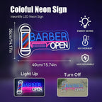 Ineonlife Barber Open Neon Sign Accessories Light Up for Wall Decor Modern Led Sign for barbershop Small Acrylic Art Decor for hair salon make up shop Decorations 15.74x14.17 inch USB POWER