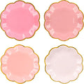 Pink Party Plates Gradient Pink Dessert Paper Plates 7inch Gold Foil Scalloped Edge Disposable Cake Plates for Tea Party Birthday Bridal Baby Shower Wedding Party Supplies (48)