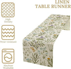 Floral Table Runner,Wildflower Spring Table Runner Seasonal Summer Butterfly Kitchen Dining Table Decoration for Home Party 13x120 Inch