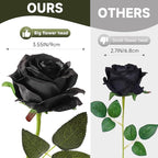 Tifuly Black Roses Artificial Flowers -12 pcs Realistic Single Long Stem Fake Silk Roses Bouquet for Party Home Wedding Centerpiece Office Halloween DIY Decor