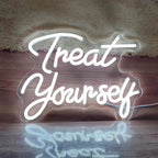 Treat Yourself Neon Sign Treat Yourself Sign for Bedroom Wall Wedding Sign Room Decoration Birthday Party Decoration, 12.9" x 9.6"