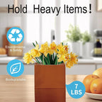 BAG BOX 50 Pack Small 5.9x3.1x8.25 Inch Orange Kraft Paper Gift Bags with Handles for Bulk Shopping, Retail, Craft, Party Favors, Wedding, Grocery & Sacks