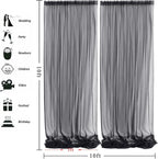 10ft X 10ft Black Sheer Backdrop Curtain for Parties, Tulle Sheer Fabric Backdrop Curtain Drapes for Baby Shower Birthday Party Photo Shoot Halloween Decorations