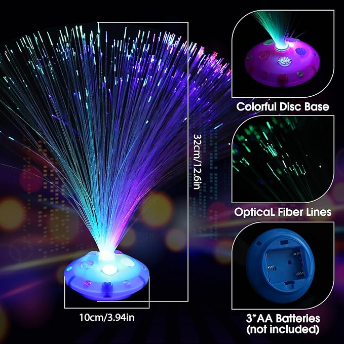 Retisee 12 Pcs Halloween Fiber Optic Lamp Multicolored Centerpiece Optic Lights Battery Powered with Cone Base Illuminated Crystals for Room Wedding Holiday Independence Day Tables Disco Party