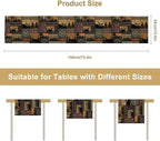 Rustic Cabin Bear Aztec Table Runner, Retro Brown Bear Rustic Theme Geometry Decoration for Home Dinner Party Living Room Bedroom Table Runner 13x120 Inch