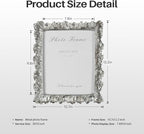 Cuspin 8x10 Picture Frame Silver, Vintage Silver Palm Leaves Textured Hand-Crafted Resin with Glass Front, Elegant Retro Design Photo Frame for Wall and Tabletop Display Home Decor