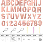 TaoBary 112 Pcs DIY Letter Kit Glitter Customizable Banner Letters Include 107 Letters and Numbers 3 Rope and 2 Needles for Birthday Halloween Christmas Wedding Valentine Party Decor(Bright Rose Gold)