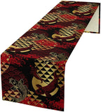 Japanese Table Runner Oriental Tradition Kio Fish Red Art Printed Burlap Runner Home Kitchen Dining Table Living Room Decor Fabric 1 Panel W13xL120in