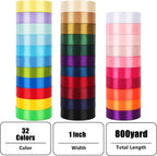 NESCCI 800 Yards Ribbon,1 Inch Satin Ribbon,Single Face Satin Ribbons, Perfect for Gift Wrapping,Wedding Decoration,Handmade Bows,Wrapping Bouquet,Halloween, Christmas