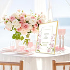 Acrylic Gold Frames 5 x7, Slanted Back Gold Picture Frames Table Acrylic Sign Holder for Photos Wedding Table Numbers and Art Display with Removable Clear Sticky Dots,3 Pack
