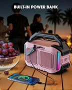 Speakers Bluetooth Wireless: 80W(Peak) Loud Speaker with Bass, 20H Playtime, IPX6 Waterproof, Large Jobsite Speakers for Work, Outdoor, Workshop, Garage, Portable Speaker with TWS (Pink)