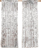 HH 9x9FT Big Silver Sequin Backdrop Curtains,Shimmer Sequin Fabric Photography Backdrop,Photo Backdrop Payette Backdrop Curtain Panels Backgrounds for Wedding Party Christmas Decoration