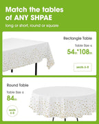 Pureegg Plastic Table Cloth Disposable 10 Pack, 54 x 108 Inch Table Cloths, Graduation Decorations Class of 2025, Graduation Tablecloths, Rectangle, Plastic Cover, Leakproof & Sturdy, White and Gold