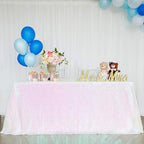 QueenDream Tablecloth 90x156 Rectangle Sequin Tablecloth White Iridescent Wedding Table Linens Glitter Birthday Bridal Party Indoor Outdoor Decorations