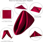 36 Pack Square Satin Dinner Napkins, 16x16 Inches Silky Soft Smooth Table Cloth Napkins for Restaurant Weddings Banquet Party Decoration, Burgundy