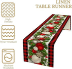 Christmas Table Runner,Seasonal Winter Xmas Holiday Farmhouse Table Cloth Kitchen Dining Table Decoration for Home Party Decor 13x120 Inch