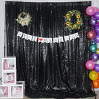 Poise3EHome 10Ft x 10Ft Black Sequin Backdrop Curtain, Glitter Thick Satin Background Drapes, Sparkly Opaque Photography Curtain, Sequence Xmas Thanksgiving Backdrop for Wedding Party Decor