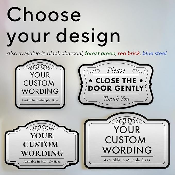 Custom Decorative Outdoor Metal Signs, Personalized Aluminum Signs, Customized Driveway Signs, Waterproof Signs Made In USA, Design 3 Metalic Silver 18x18 In