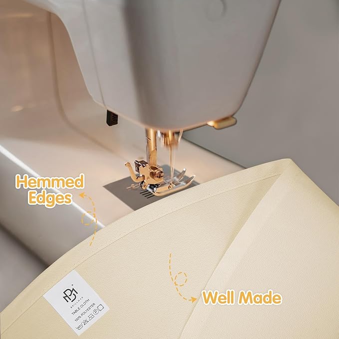 BRILLMAX 4 Pack Beige Round Tablecloths 108 Inch - Circle Bulk Linen Polyester Fabric Washable Table Cloth Cover for Wedding Reception Banquet Birthday Party Buffet Restaurant