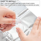 Silver Streamers Metallic Party Backdrop - GREATRIL Foil Fringe Tinsel Curtain for 2026 NYE/Birthdays/Prom/New Years/Graduations/Photo Booth, 8.2ft x 3.2ft - Pack of 2