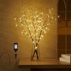 Fudios Lighted Twigs and Branches for Vases Plug in 32in Tall,Brown Willow Tree Branches with Lights 150 LED Outdoor Indoor Holiday Party Decor Gift 2Sets