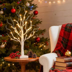 Vanthylit Lighted Birch Tree Battery Powered Tabletop Tree Decorations for Home Mantle Party Christmas Decorations (22 Inch)