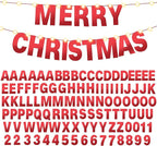 TaoBary 112 Pcs DIY Letter Kit Glitter Customizable Banner Letters Include 107 Letters and Numbers 3 Rope and 2 Needles for Birthday Halloween Christmas Wedding Valentine Party Decor(Bright Red)