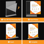 Acrylic Sign Holder 8.5 x 11, Double Sided Sign Holder Stand, Plastic 6 Pack Table Paper Stand, Vertical Menu Flyer Stand, T Shape Table Flyer Holder