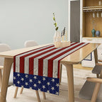 American Flag Table Runner, 4th of July USA Rustic Vintage Wooden Blue Red Stars Stripes Print Table Runner for Farmhouse Kitchen Dining Table Decor, 13x36inch