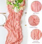 Sioloc 10 Pack Peach Coral Cheesecloth Table Runner Fall Autumn Decor for Home 10ft Table Cloth for Tea Wedding Birthday Party Baby Bridal Shower Halloween Thanksgiving