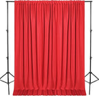 DWCN 10x7 FT Red Backdrop Curtains for Parties, Photography Backdrop Drapes with Rod Pockets for Wedding Decorations Stage Birthday Family Gatherings, 2 Panels 5ft x 7ft