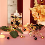 150 Pieces Vase Filler Faux Pearls Vase Makeup Beads No Hole Gloss Bead Mixed Sizes Round Pearl for Home Party Wedding Decor, 8/14/20 mm(Gold, Black)