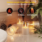 12Pack Flickering Flameless LED Candles with Timer, Battery Powered - Small Pillar & Votive, Clear (2"X3")
