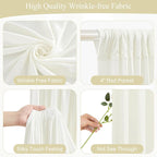 Ivory Backdrop Curtains with Lights for Baby Shower,10x10FT Wrinkle Free Ivory Drapes Photo Backdrop Curtains for Wedding Birthday Party Ceremony Photography Photoshoot Decorations-5ft x 10ft