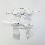 50pcs 3-1/2" Metallic Silver Glitter Ribbon Bows with Twist Ties for Gift Wrapping Packing Christmas Big Bows for Holiday Decoration (Silver)