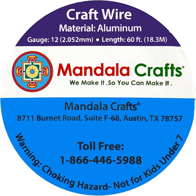 Mandala Crafts 12 Gauge Anodized Aluminum Craft Wire for Jewelry Making - 60 FT Colored Flexible Yellow Green Wire - Bendable for Bonsai Armature Crafting Sculpting
