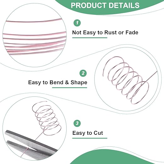 0.2mm Jewelry Wire, 32 Gauge 328FT Craft Wire Copper Beading Wire for Jewelry Making/Planting/Weaving/DIY Crafting, Soft Metal Wires [100M, Rose Golden]