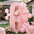 Ledido Wedding Arch Backdrop Cover 6FT Arch Covers Fitted Stretchy Spandex Round Top Stand Backdrop Cover for Wedding Banquet Ceremony Birthday Party Baby Shower Event Decoration,Pink