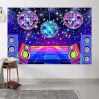 Disco Backdrop 7 x 5 ft Retro Glow Party 70s 80s 90s Theme Stage Dance Background Disco Party Decoration Disco Ball Banner Dance PartyBackdrop for Birthday Party Prom Portrait Photo Props,Multi2