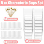 Kosotody 150 Pcs 5 OZ Dessert Cups with Spoons Cocktail Picks, Square Appetizer Cups Clear Mini Mini Party Serving Cups for Party Appetizers Pudding Yogurt Ice Cream Fruit