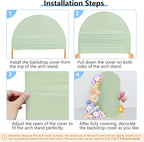HEMMOTOP Green Arch Cover, 7.2 ft Spandex Wedding Balloon Arch Covers Stretchy Backdrop, Round Top Photo Stand Cover for Birthday, Baby Shower, Party, Reusable Double-Sided (Matcha Green, 7.2 ft)