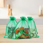 Wudygirl 100PCS 5X7 Inch Sheer Organza Bags with Drawstring - Favor Bags for Jewelry, Wedding, Party, Xmas Candy (Green 5X7)
