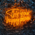 This is Our Happy Place Neon Signs for Wall Decor, My Happy Place LED Light Sign This is Our Place We Make The Rules Decor for Bedroom Man Cave Home Bar Birthday Party, 14.3" x 10"