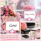Boao 24 Pack Diamond Place Card Holders Acrylic Table Number Holder Card Stands Crystal Diamond Party Decorations Favor for Weddings Home Table(Pink)