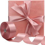 Rose Gold Solid Satin Ribbon 1-1/2 Inch 50 Yards Solid Polyester Fabric Ribbon for Gift Wrapping Wedding Christmas Baby Shower Birthday Party Decoration Handmade Immortal Flower Craft