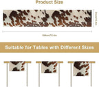 Farmhouse Cow Skin Print Table Runner, Safari Wildlife Brown Country Farm Cowhide Pattern Cotton Linen Rustic Cottage Table Runner for Dinning Home Party Holidays Home Setting, 13x90 Inch