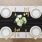2 Pack 10 Ft Chiffon Table Runner Black Gauze Long Table Runners 27x120 Inches Sheer Tulle Table Runner for Rustic Wedding Reception Bridal Shower Decorations Birthday Party