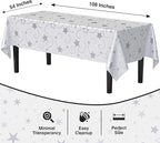 Exquisite Silver Star Tablecloth Plastic 12-Pack Disposable Rectangle Tablecloths 54" x 108" Silver Star Table Cloths Rectangle Table Covers Plastic Tablecloth for Party Decorations