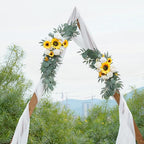 Ponatia Artificial Wedding Arch - Flowers (Pack of 2), White & Sunflowers for Wedding Welcome Signs and Ceremony Decorations